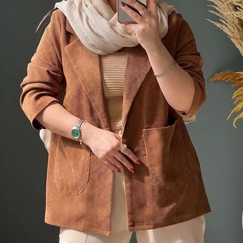 کت مخمل کبریتی پاییزی مزون دوزی شده دردوسایز