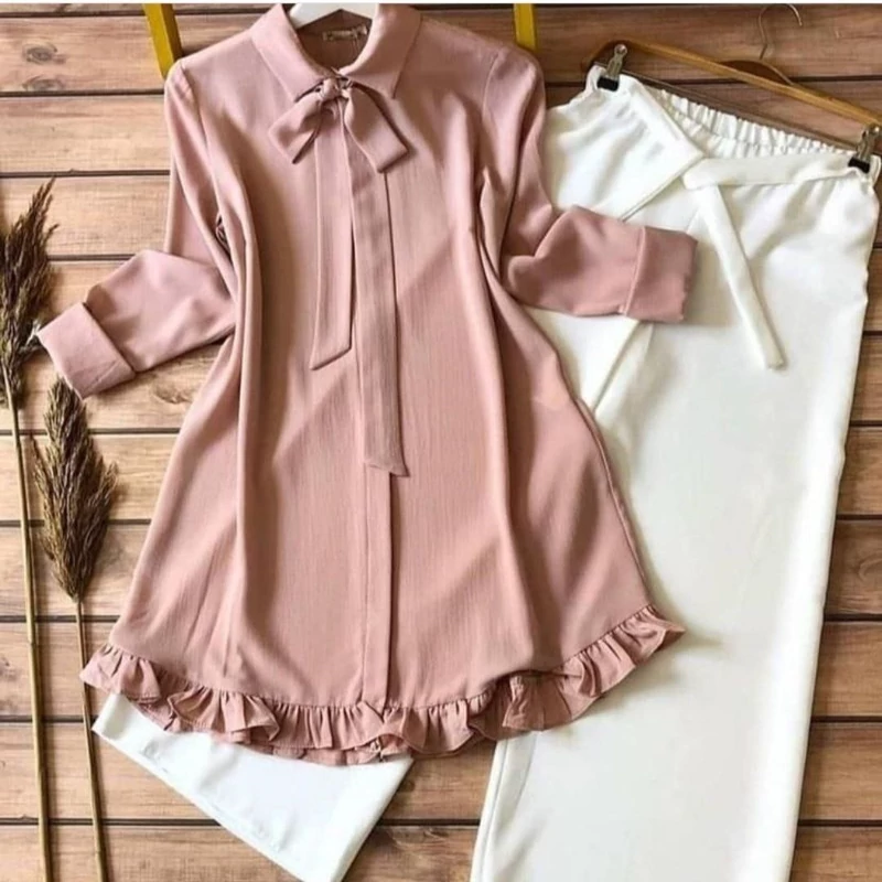 شومیز و شلوار ازاد و خنک بهاره به صورت تک دوزی و سفارشی با پارچه ابر و بادی