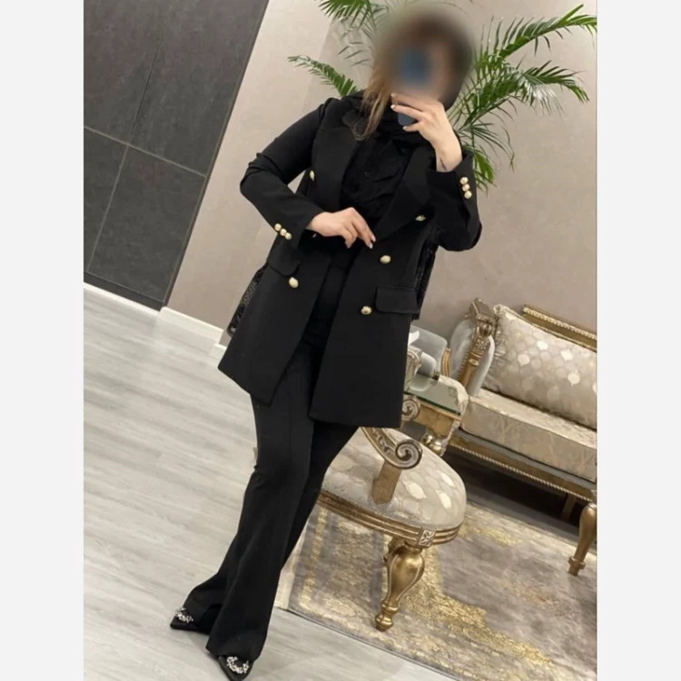 مانتوکتی زنانه 3دکمه دررنگ بندی