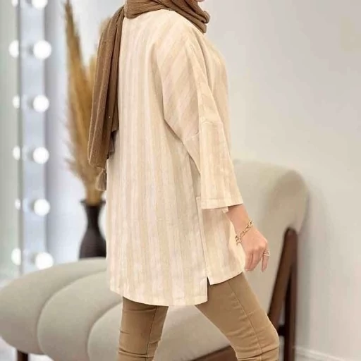 شومیز راه راه جلوه بسته لنین  سفارشی دوزی