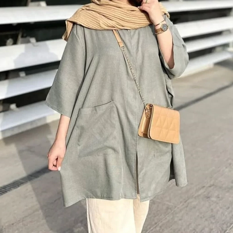مانتو اسپرت تابستانی جنس پارچه لنین درجه یک